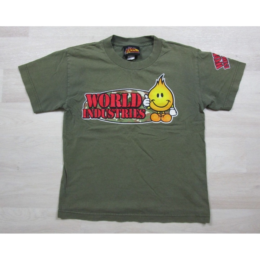 Vintage Y2K World Industries Flame Boy Shirt Boys (S) Youth Skater Cyber 2000s